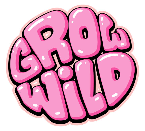 Grow wild groovy typography slogan, graphics for poster, t shirt, cards and various print products