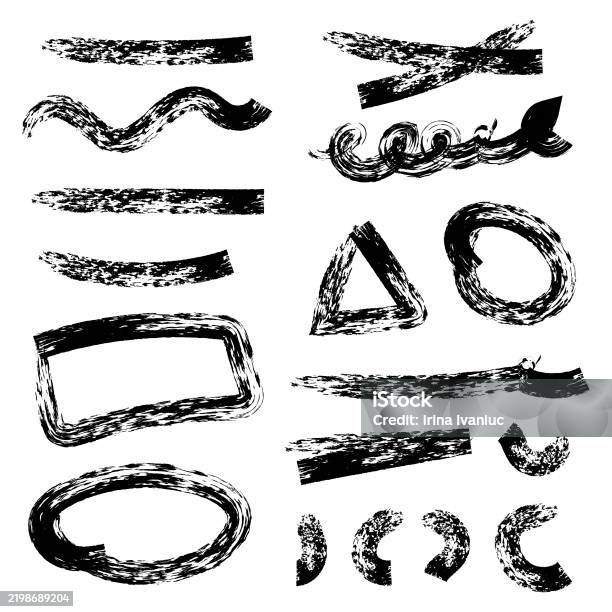Underline Texture Set Of Black Texture Brush Strokes Underlines Notes Circles ...