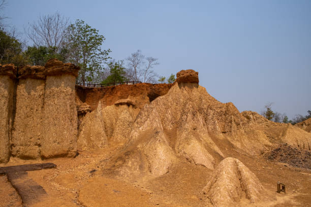 Stunning rock formations at Phae Mueang Phi Forest Park in Phrae, Thailand