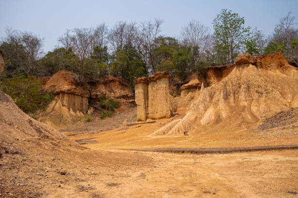 istock Stunning rock formations at Phae Mueang Phi Forest Park in Phrae, Thailand 2198694888