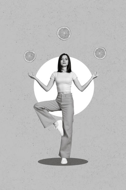 istock Creative abstract collage template graphics image of dreamy lady enjoying citrus isolated drawing background 2198698097