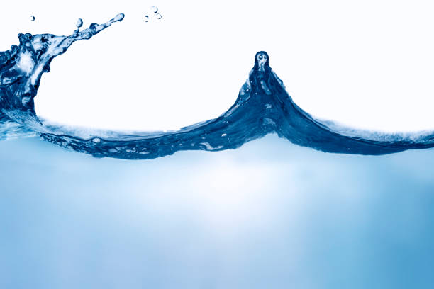 istock Closeup view of dynamic flowing blue water waves on white background. Liquid splash. Texture and abstract background 2198698120
