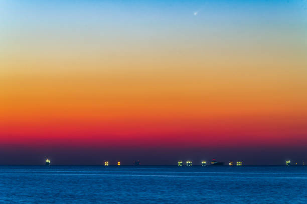 Rich colors at sunrise on the sea