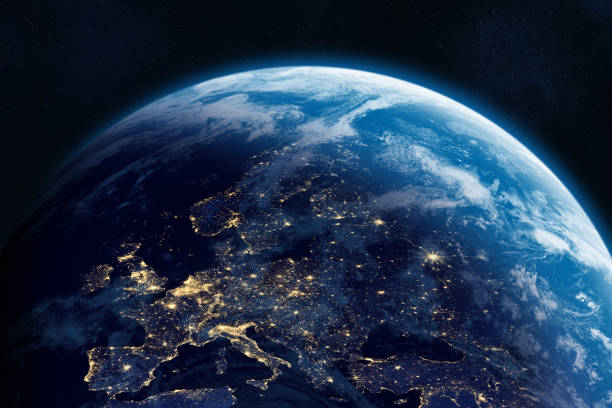 istock Earth from the space at night. Space scene. Europe. 2198703709