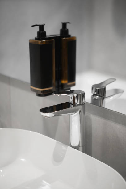 istock Modern white sink and faucet, bathroom 2198703718
