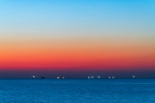 Rich colors at sunrise on the sea
