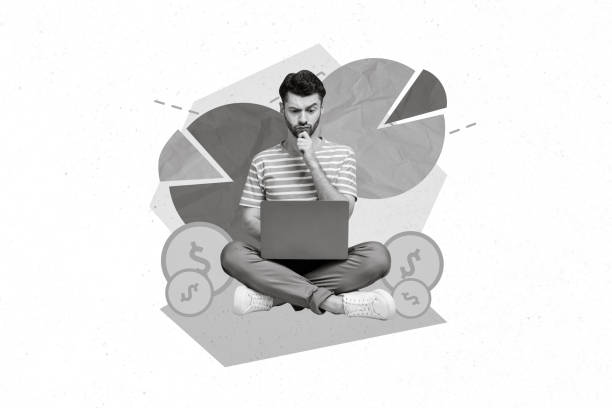 istock Creative photo 3d collage artwork postcard poster of young minded man project startup increase budget isolated on painting background 2198707989