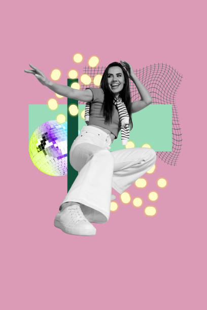 istock Composite image montage trend artwork 3D collage of young lady smile posing dance disco ball party carefree nightclub weekend event rest 2198710198