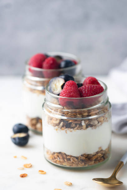 Healthy Greek Yogurt Parfait For Breakfast With Berries