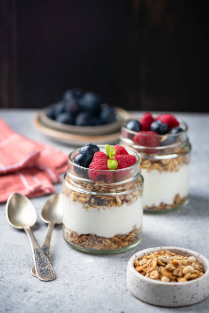 istock Healthy Greek Yogurt Parfait For Breakfast With Berries 2198711623