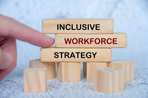 istock Inclusive Workforce Strategy text on wooden blocks. People first concept in workplace environment 2198712256