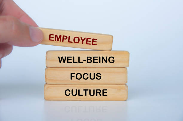 istock Hand holding wooden block with Employee Well Being Approach text. People first concept 2198712366