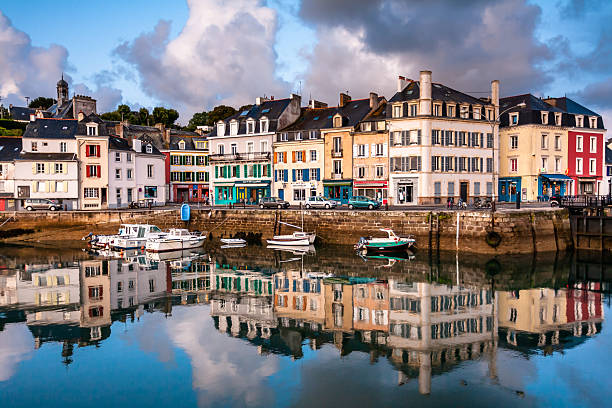 Erquy harbor and bay seen from the cliffs, France, Brittany.