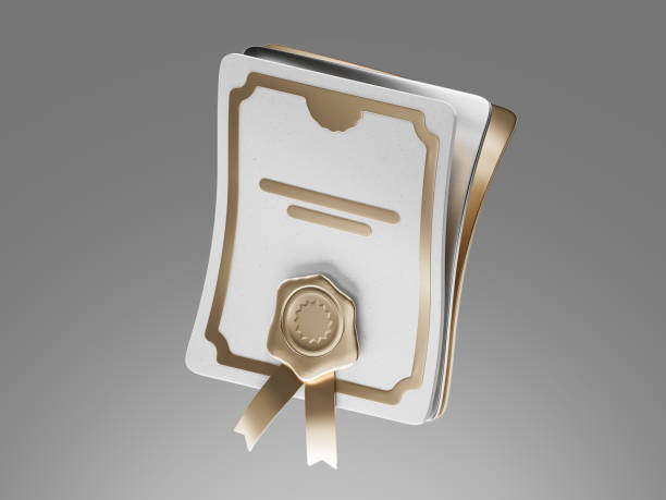 3D quality guarantees a medal with a star and ribbon. Graphics Certificate Badge icon. 3D illustration
