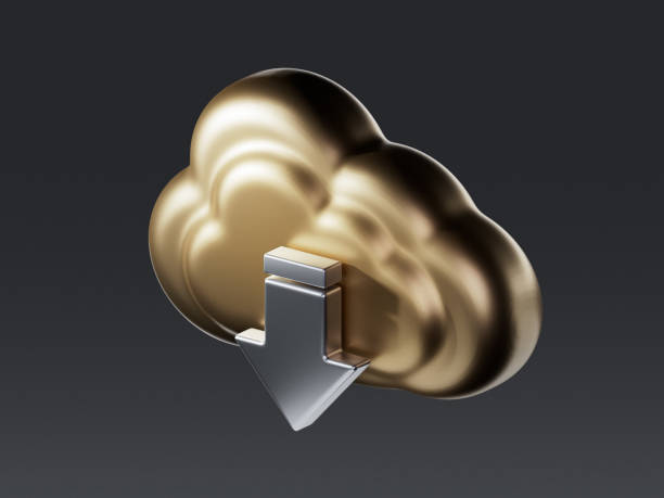 istock 3d download multimedia file document from cloud management. download image and video content digital file. App with data transfer notification icon. 3d cloud storage icon render illustration 2198713112