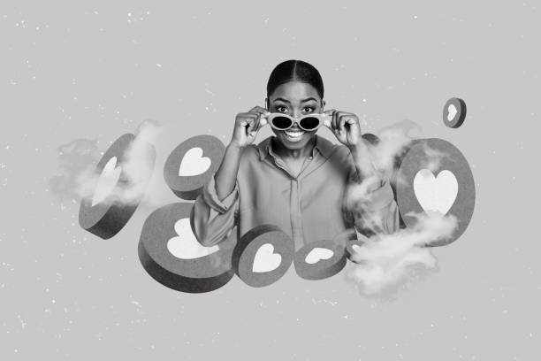 istock Creative retro 3d magazine collage image of smiling happy lady getting 14 february likes isolated painting background 2198713113