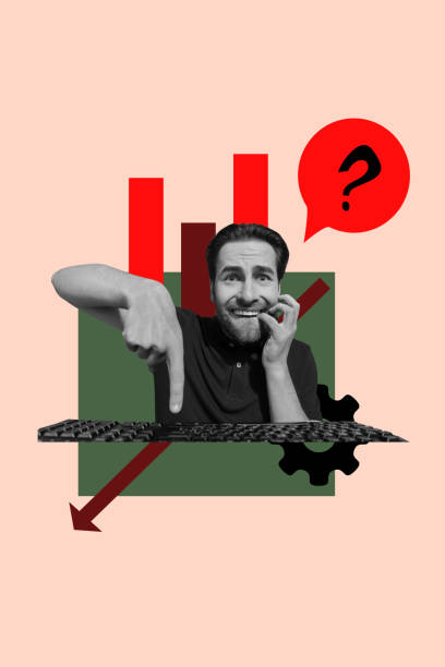 istock Composite artwork collage template sketch of young man confused press button keypad question think manager employment human resources 2198715139