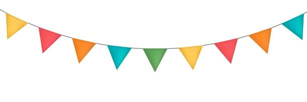 istock Colorful triangle flags on rope for decoration of party, holiday, event, festive, celebration 2198718270