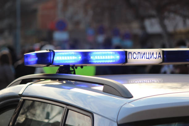 istock Serbian police car on street 2198719790
