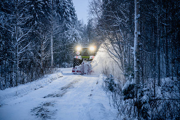 istock Snowplow clearing a snow-covered road in a dense winter 2198720185