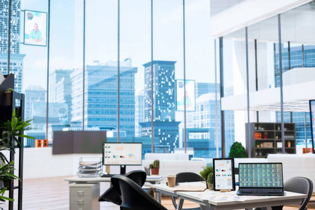 Empty modern office used as financial insurance agency headquarters