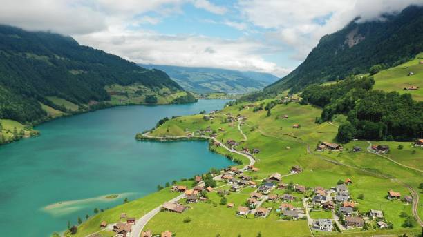 istock Swiss Lake and Mountain Landscape 2198725706