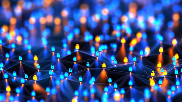 istock Network and lock icons. Abstract connections technology. Blockchain nodes. Big data safe. Internet security and privacy concept. 2198725796