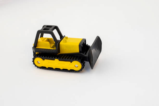 Toy Bulldozer on White Isolated Background