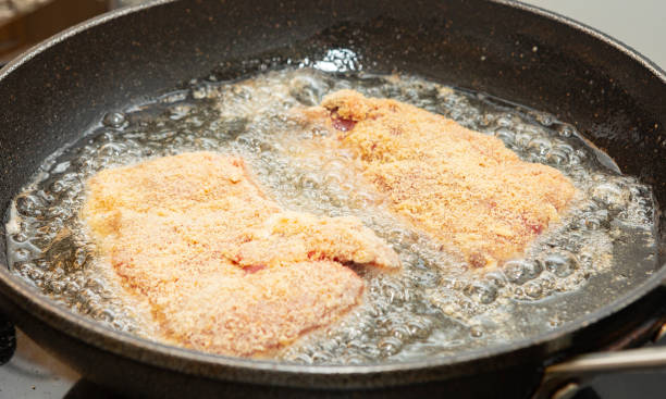 Cachopos being made, Beef with goat cheese and ham Breaded and fried... Delicious!