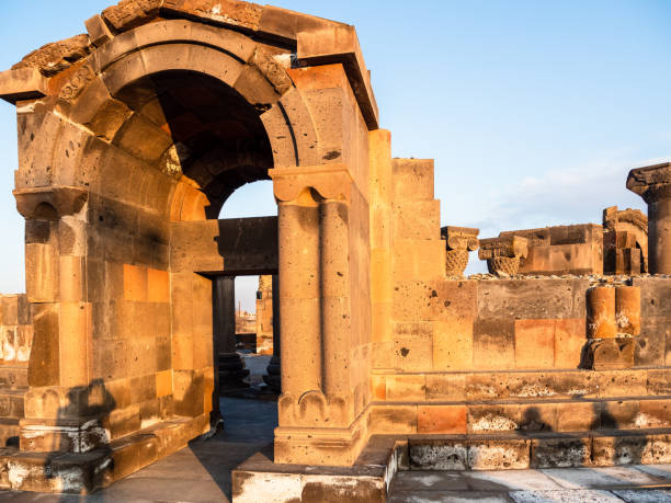 istock arch in Armenian Zvartnots Cathedral at sunset 2198726922