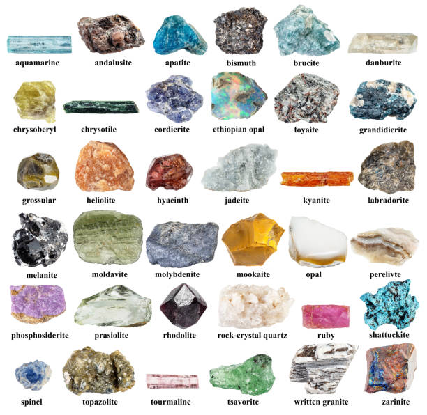 istock samples of uncut minerals with names cut out 2198727595