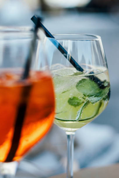 Close Up Of Aperol And Hugo Spritz In Trieste