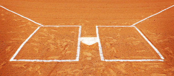 istock Baseball Diamond Base or Plate White Against Dark Dirt for Competition and Playing Game 2198736655