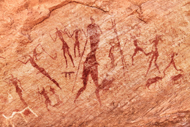 Ancient rock paintings in Sahara Desert, Tadrart, Algeria