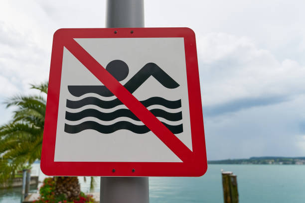 istock Sign indicating that swimming is prohibited 2198744033