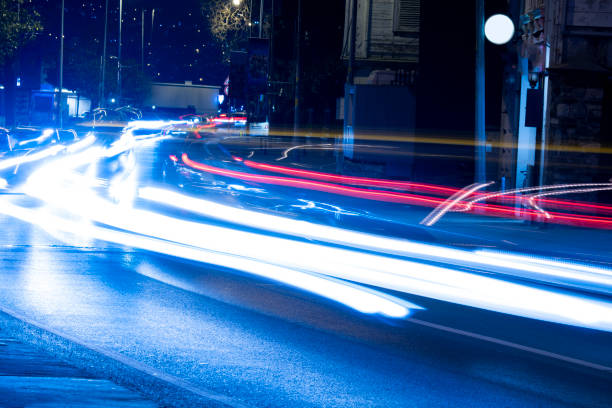 Traffic Light trails on street in Istanbul