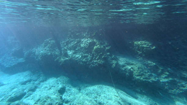 istock Underwater view of sun shining through water surface in the morning 2198753095