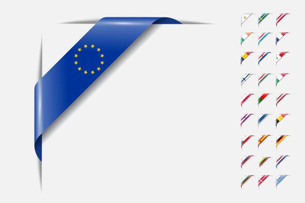 istock Collection of Curled Corner Flags Representing European Union 2198758543