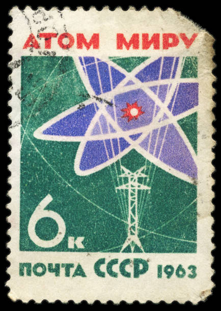 istock USSR - CIRCA 1963 Atom diagram and power line 2198767773