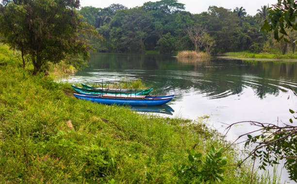 istock Empty blue catamaran on Hiriwadunna lake, Sigiriya, Sri Lanka 2198767791