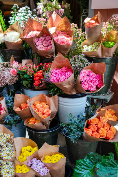 istock Roses flowers bouquets in a flowers shop 2198769246