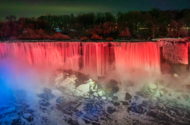 istock Niagara American Falls Illuminated in American Flag Colors 2198769942