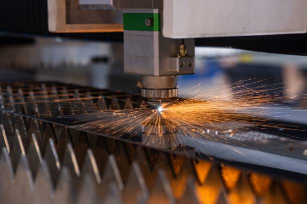 istock Metal laser cutting machine. Safe automated metal work. 2198771510