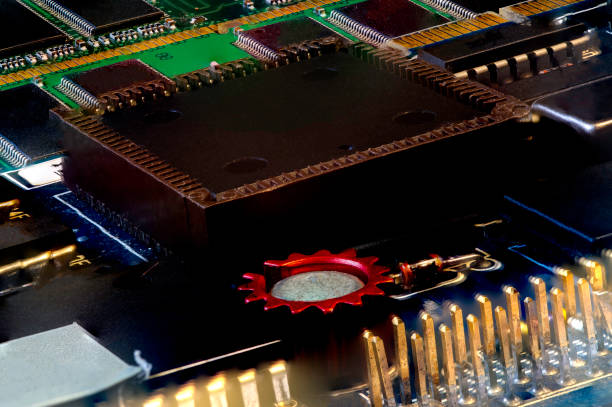 istock View of micro scheme board, chip concept. USA, China. 2198773091