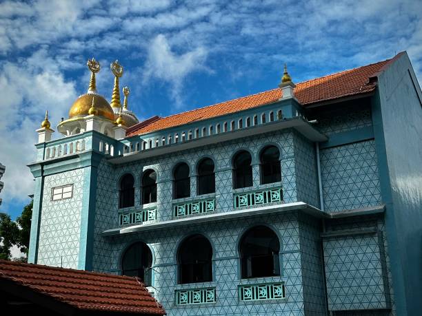 istock Ornate Blue Mosque with Golden Dome and Minaret (Singapore) 2198779506