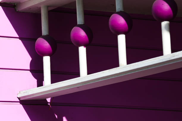 Architecture-Details of a Purple building exterior-Stock image.