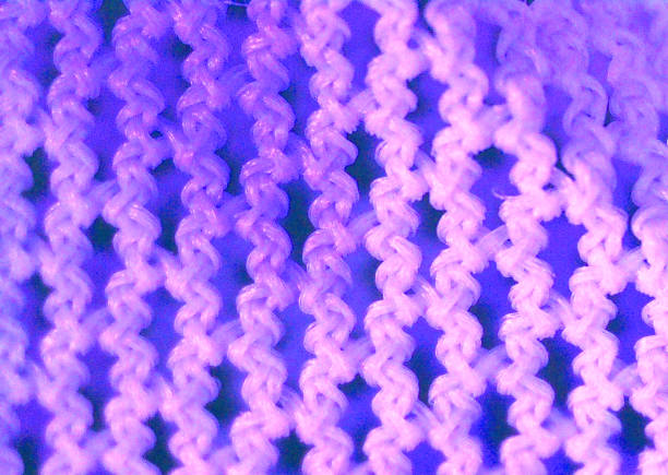 Small knitting, needlework. A fragment of fabric, textiles in detail. Image under the microscope, micro photography. Science, study and education. Multiple zoom, close-up. Scientific photography new