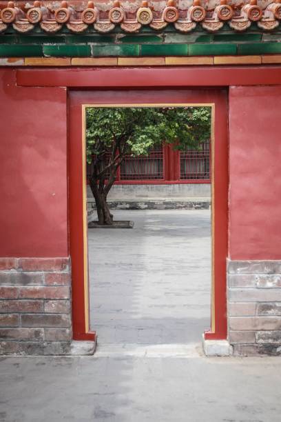 istock Red Wall and Gateway Leading to a Traditional Courtyard, Beijing, China 2198792345