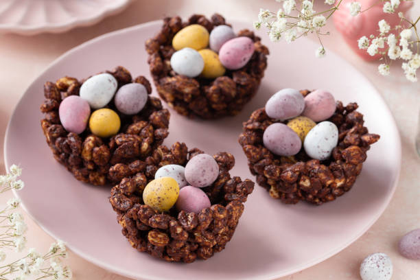 istock Sweet and tasty Easter chocolate rice nest 2198798419