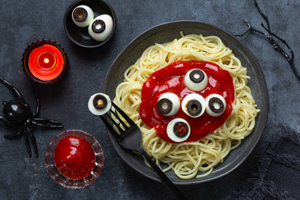 istock Halloween spaghetti pasta with tomato sauce 2198798438